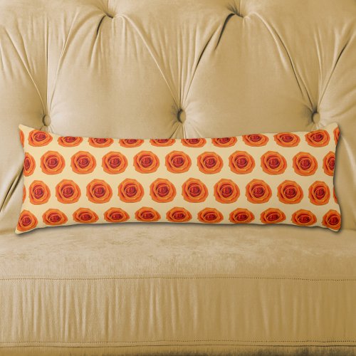 Orange Color Rose Flower Seamless Pattern on Body Pillow