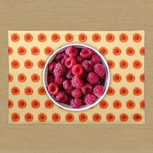 Orange Color Rose Flower Seamless Pattern on Cloth Placemat
