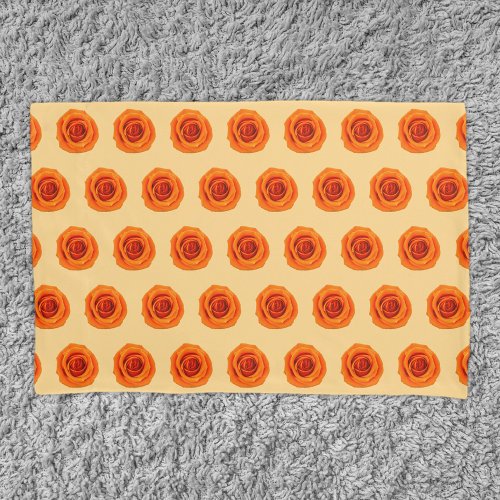 Orange Color Rose Flower Seamless Pattern on Pillow Case