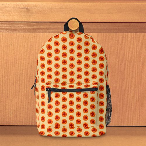 Orange Color Rose Flower Seamless Pattern on Printed Backpack