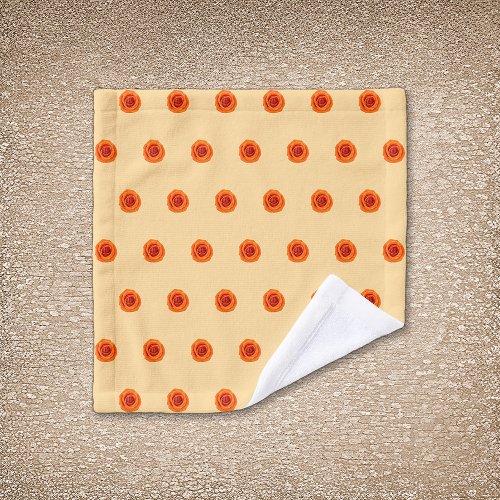 Orange Color Rose Flower Seamless Pattern on Wash Cloth