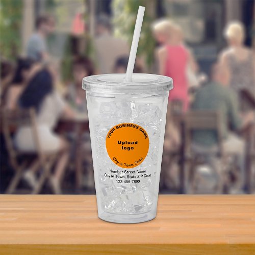 Orange Color Round Business Brand on Acrylic Tumbler