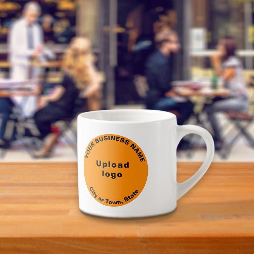 Orange Color Round Business Brand on Espresso Mug