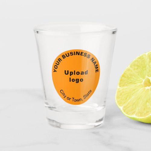 Orange Color Round Business Brand on Shot Glass