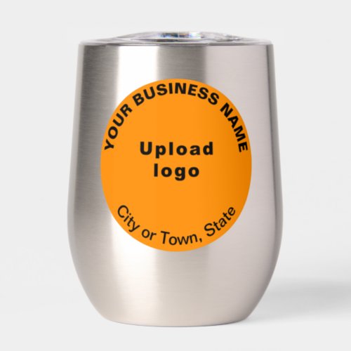 Orange Color Round Business Brand on Stainless Thermal Wine Tumbler