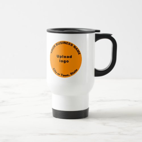 Orange Color Round Business Brand on Travel Mug