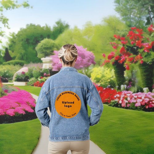 Orange Color Round Business Brand on Womens Denim Jacket