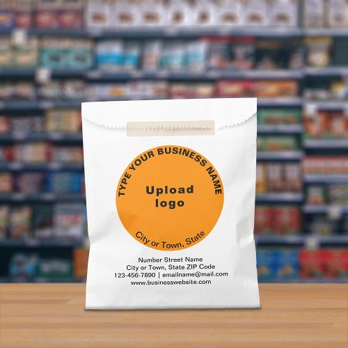 Orange Color Round Shape Business Brand on Favor Bag