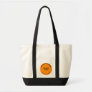 Orange Color Round Shape Business Brand on Impulse Tote Bag