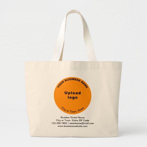Orange Color Round Shape Business Brand on Jumbo Large Tote Bag