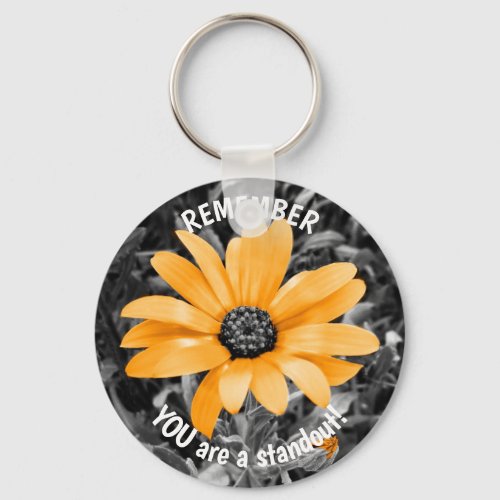 Orange Color Splash African Daisy Photo Template Keychain