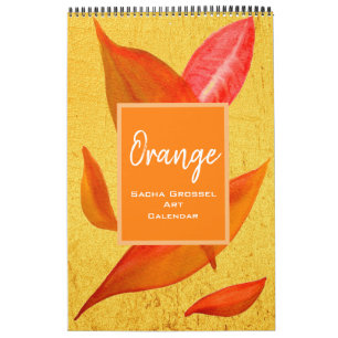Orange color watercolor art calendar Sacha Grossel