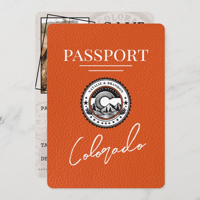Orange Colorado Passport Save The Date (Front/Back)