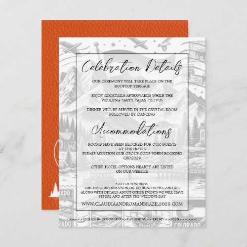 Orange Colorado Passport Wedding Enclosure Card