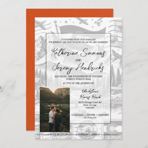 Orange Colorado Passport Wedding Invitation