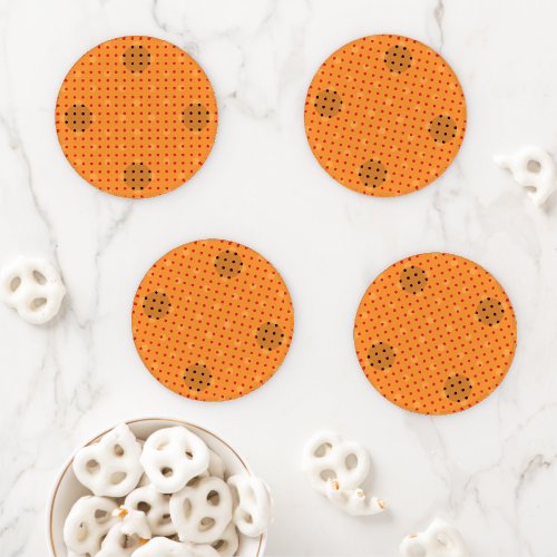 Orange Colored Abstract Polka Dots Dark g1 Coaster Set