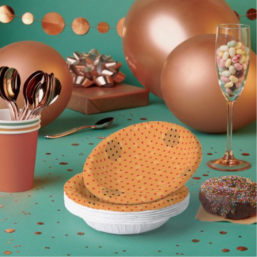 Orange Colored Abstract Polka Dots Dark g1 Paper Bowls