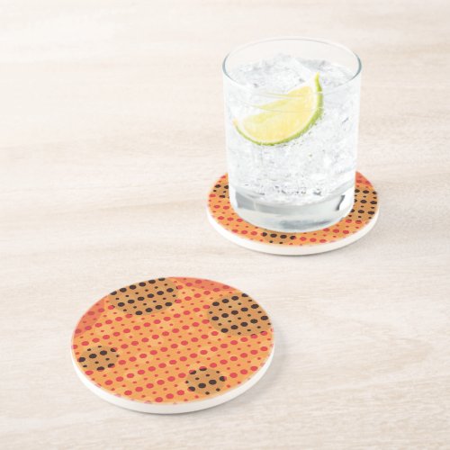 Orange Colored Abstract Polka Dots Dark g9 Coaster