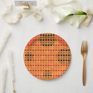 Orange Colored Abstract Polka Dots (Dark) g9 Paper Plates