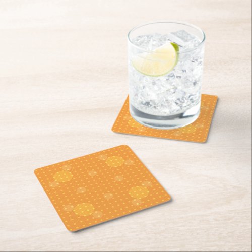 Orange Colored Abstract Polka Dots Light g1 Square Paper Coaster