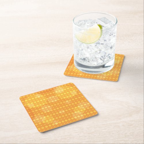 Orange Colored Abstract Polka Dots Light g9 Square Paper Coaster