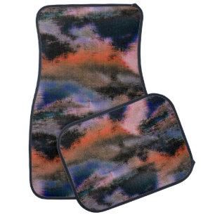 Orange colored dark clouds texture drizzled offset car floor mat