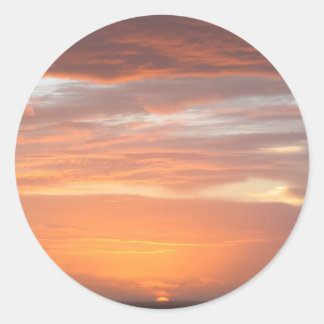 Orange Colored Sky Classic Round Sticker