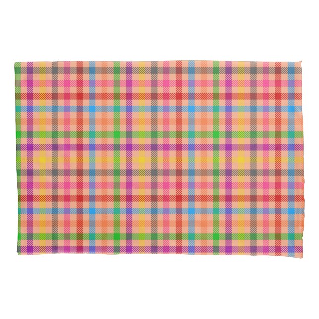 Orange Colorful Gingham Plaid Pattern  Pillow Case (Front)