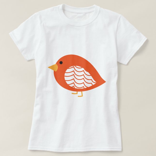 Orange colorful quirky birds T-Shirt (Design Front)