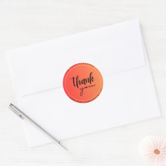 Orange Colorful Thank You Circle Sticker