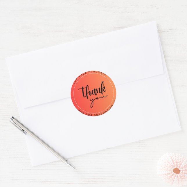 Orange Colorful Thank You Circle Sticker (Envelope)