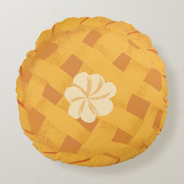 Orange Colourful Pumpkin Pie Thanksgiving Harvest Round Pillow (Front)
