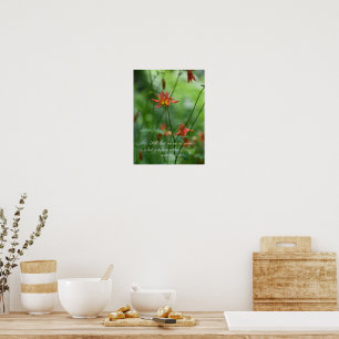 Orange Columbine with Edgar Allen Poe Quote Poster