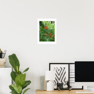 Orange Columbine with Edgar Allen Poe Quote Poster
