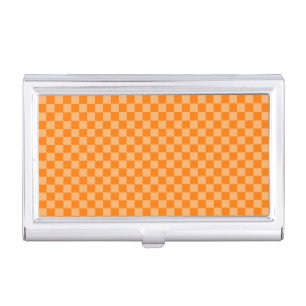 Orange Combination Checkerboard by Shirley Taylor Business Card Holder