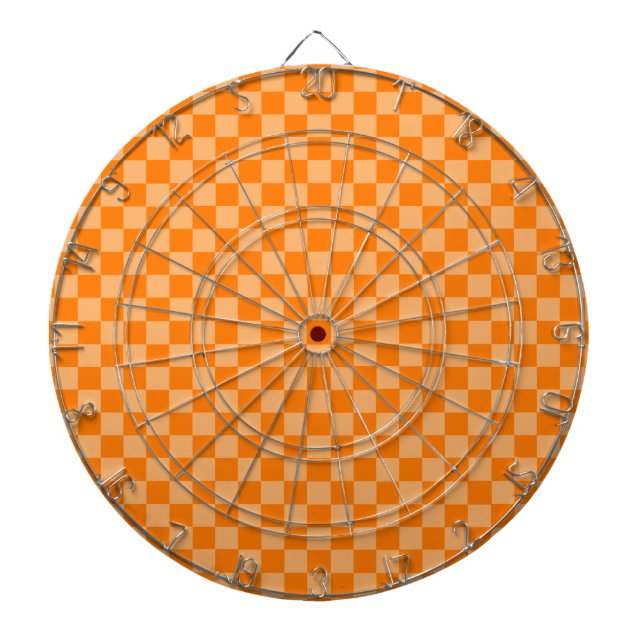 Orange Combination Checkerboard by Shirley Taylor Dart Board (Front)