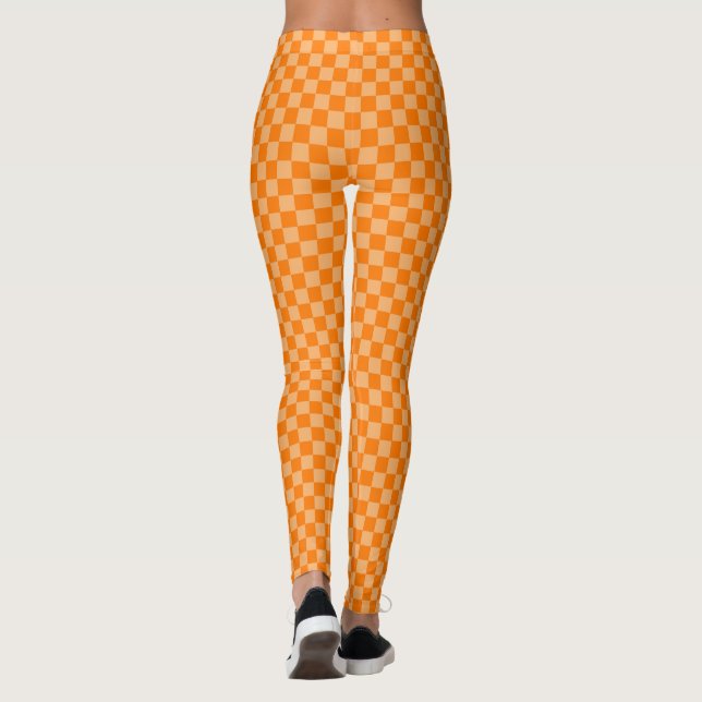 Orange Combination Checkerboard by Shirley Taylor Leggings (Back)