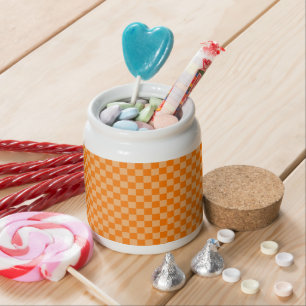 Orange Combination Checkerboard by ShirleyTaylor Candy Jar
