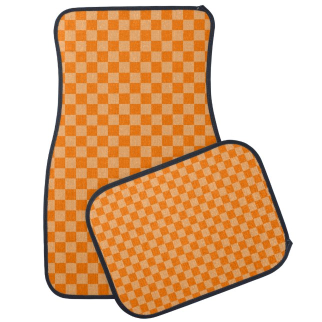 Orange Combination Checkerboard by ShirleyTaylor Car Mat (Set)