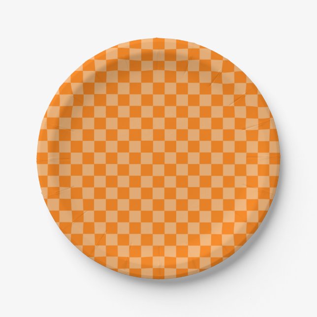 Orange Combination Checkerboard by ShirleyTaylor Paper Plates (Front)