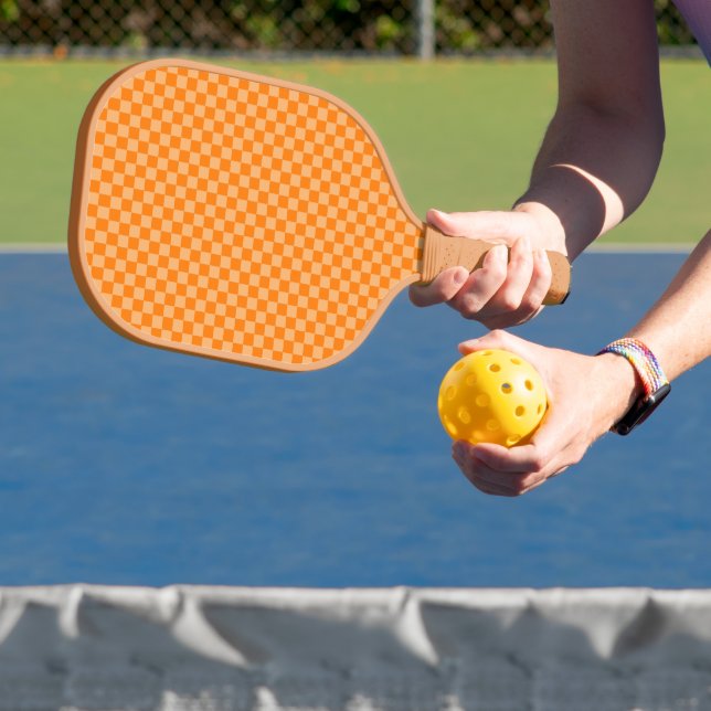Orange Combination Checkerboard by STaylor Pickleball Paddle (Insitu)