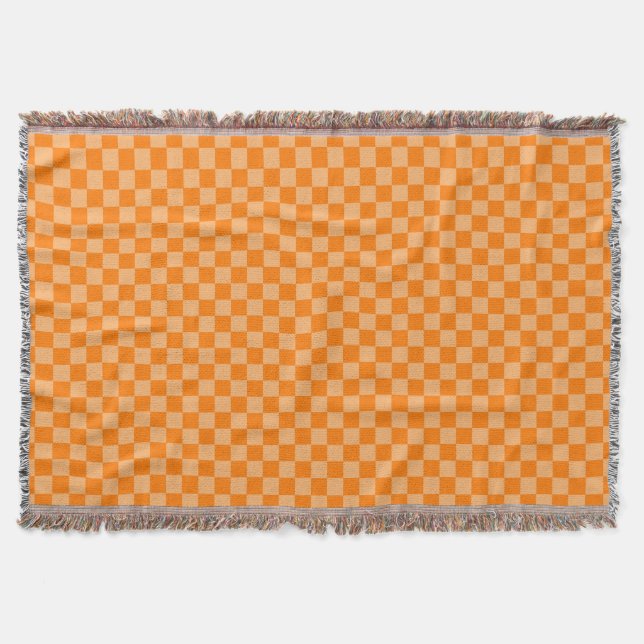 Orange Combination Classic Checkerboard STaylor Throw Blanket (Front)