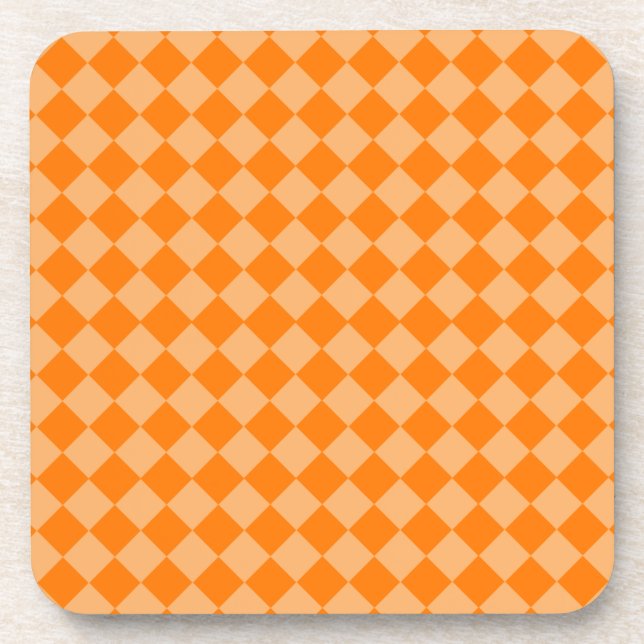Orange Combination Diamond Pattern by STaylor Drink Coaster (Front)