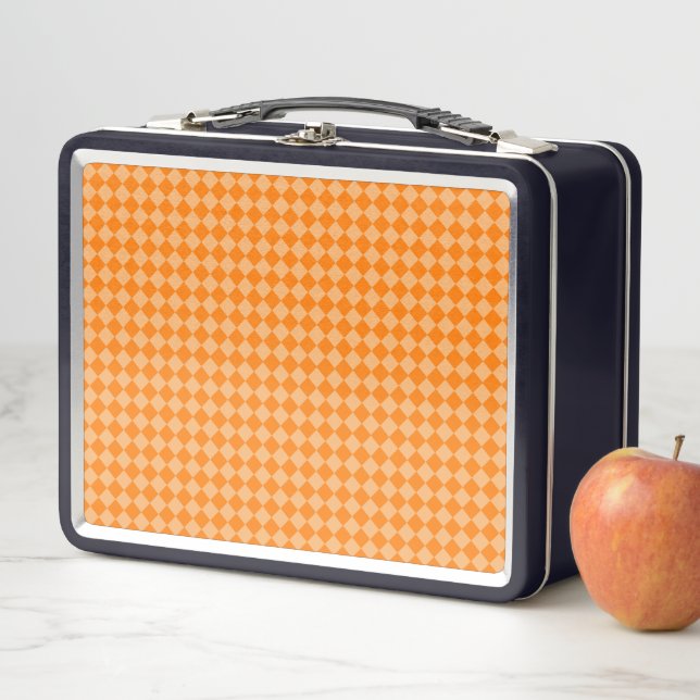 Orange Combination Diamond Pattern by STaylor Metal Lunch Box (In Situ)