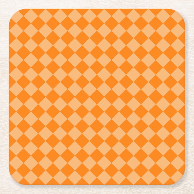 Orange Combination Diamond Pattern by STaylor Square Paper Coaster (Front)