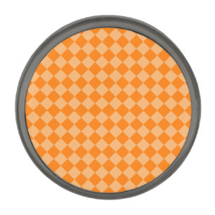 Orange Combination Diamond Pattern STaylor Gunmetal Finish Lapel Pin