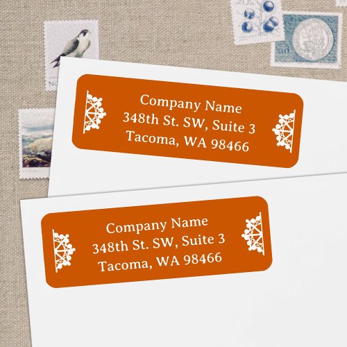 Orange Company Holiday Snowflakes Mailing Address Label