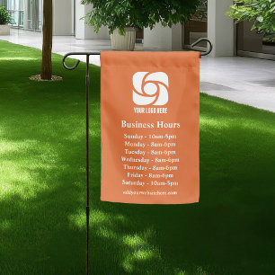 Orange Company Logo Custom Business Hours Garden Flag