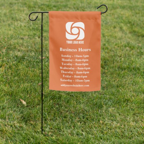 Orange Company Logo Custom Business Hours Garden Flag