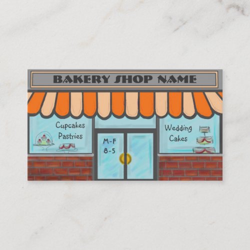 Orange completely customizable bakery shop cards business card template
